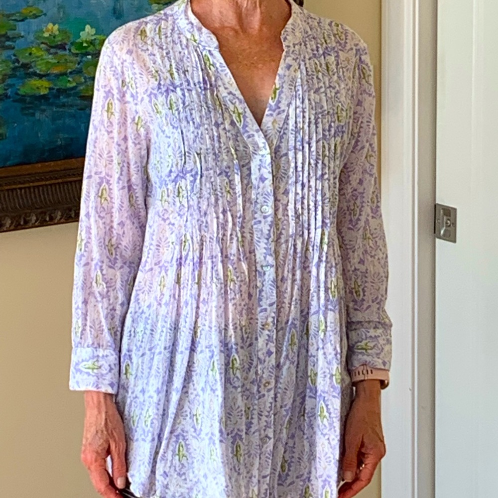Violet and Moss Green Cotton Tunic